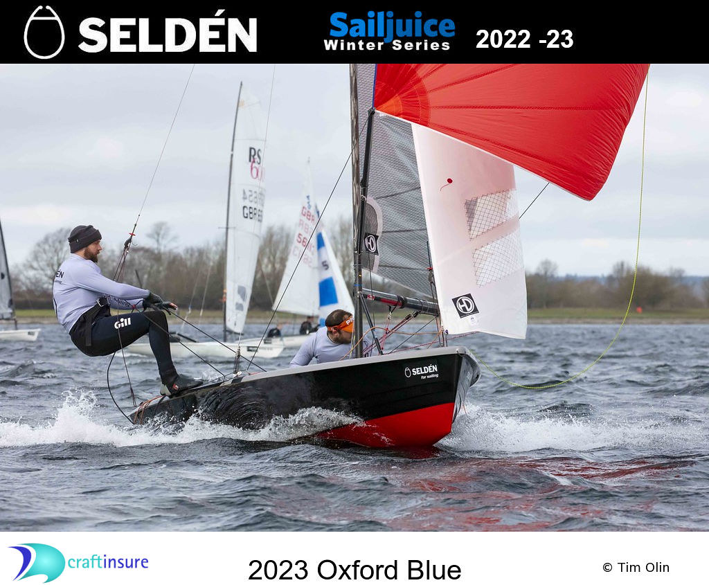 Class boat in action at Oxford Blue Selden Sailjuice Winter Series 2020/2023